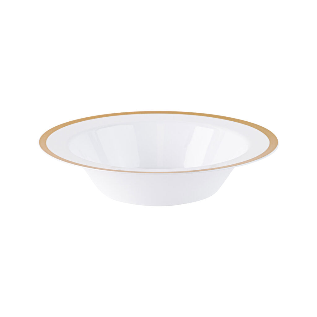 Contrast Soup Bowls White Gold Rim - 10 Count
