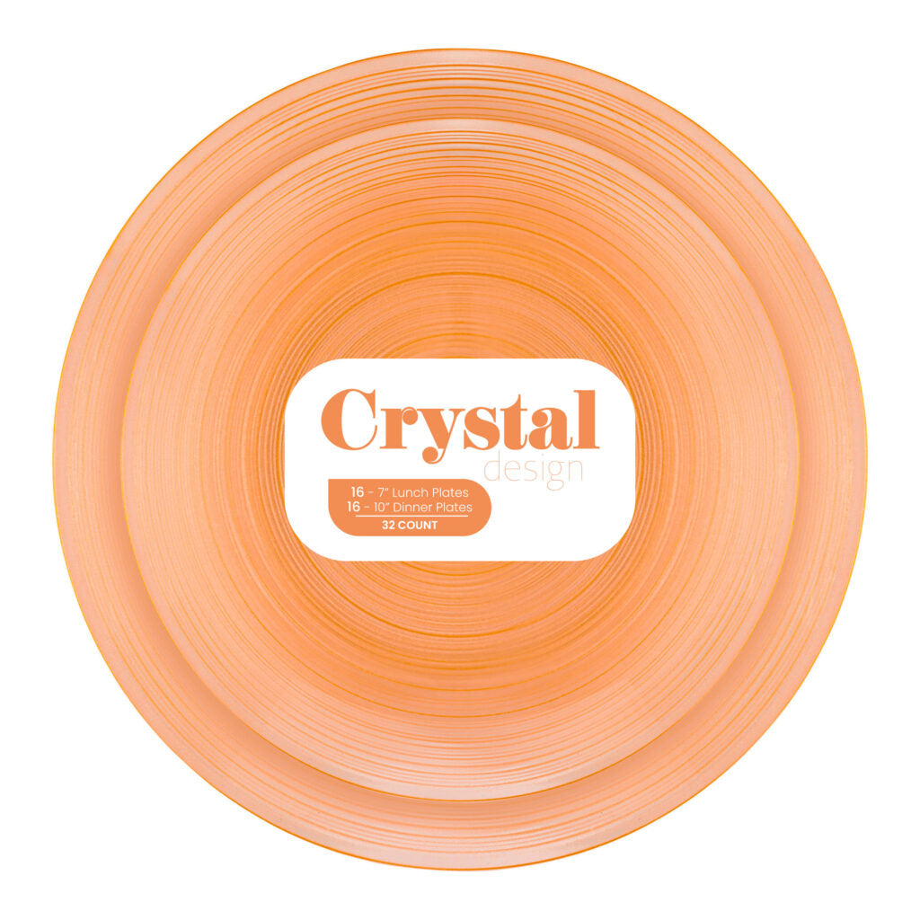 Crystal Design Combo Plates Peach Transparent - 32 ct