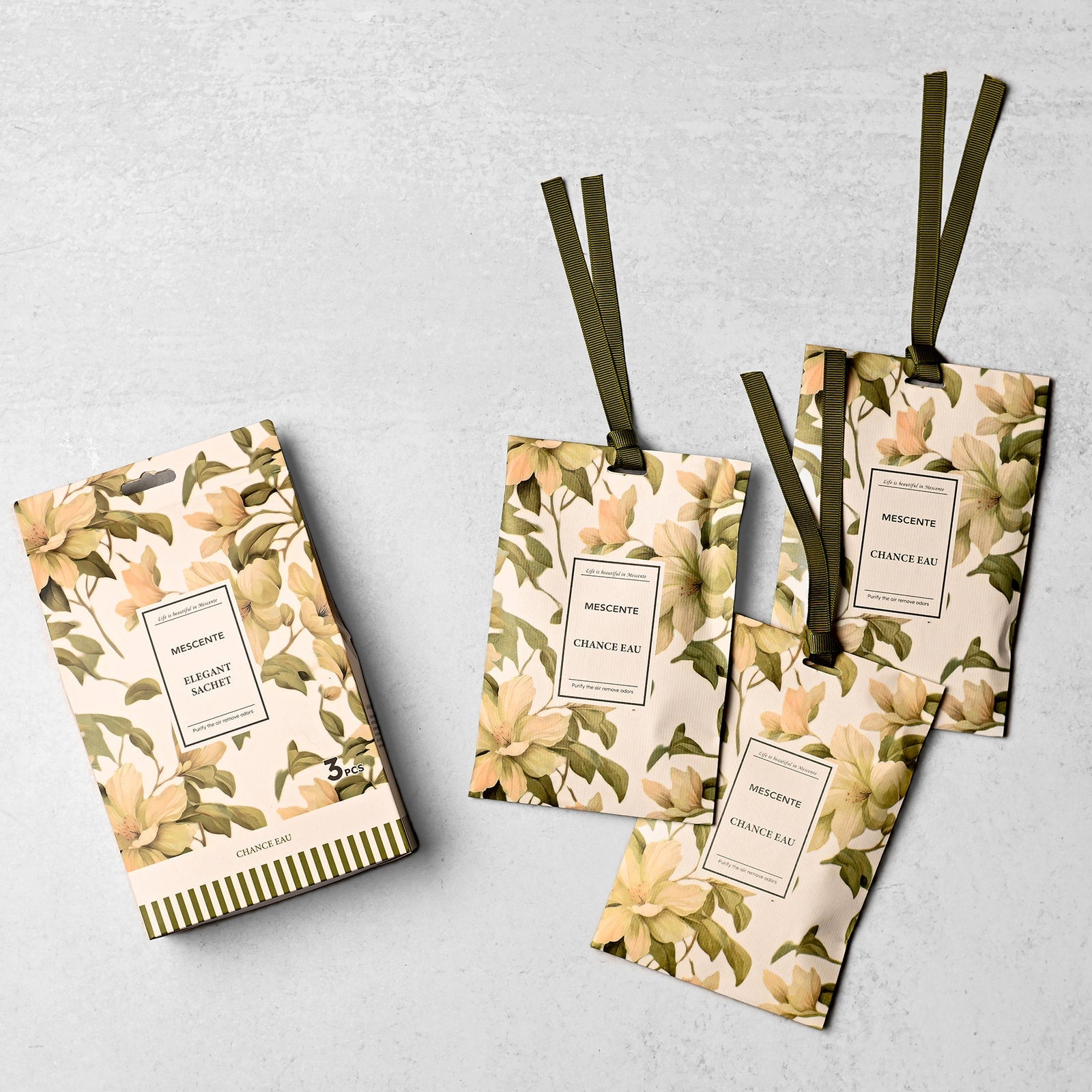 Mescente Chance Eau elegant scented sachet 3 pack with box