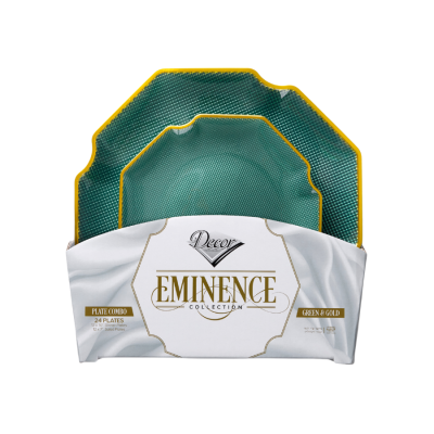 Decor Eminence Collection Green/Gold Plates - 24 Count
