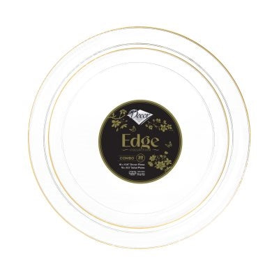 Decor Edge Collection Clear/Gold Plates - The Closeout Connection
