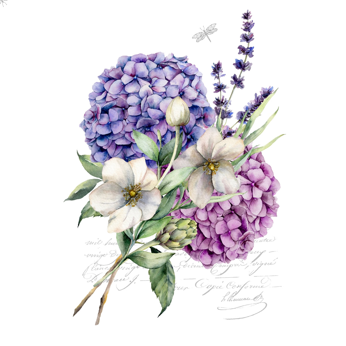 Ramillete de Hortensias Decorative Napkins - 20 ct