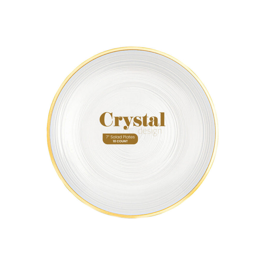 Crystal Design Plates Pearl/Gold Rim - 10 ct - The Closeout Connection