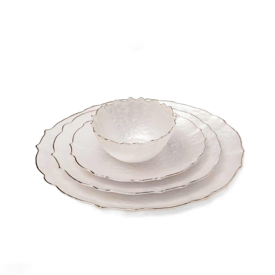 Glass Dinner plate with Silver Rim - The Closeout Connection