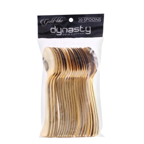 Gold-Like Plastic Spoons- 20 Count - The Closeout Connection