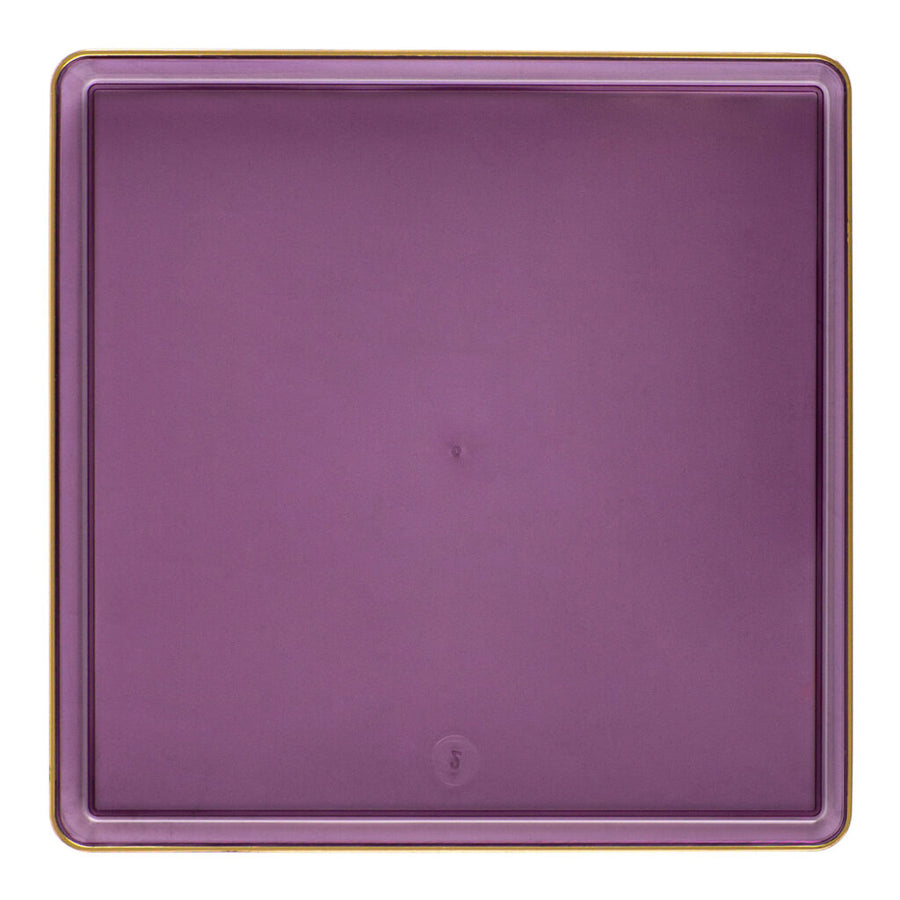 Square 13" Purple Transparent/Gold Rim Chargers - 4 Count - The Closeout Connection