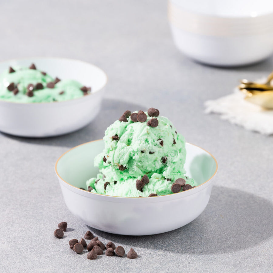 White with Gold Rim Bowls - 10 Count - The Closeout Connection