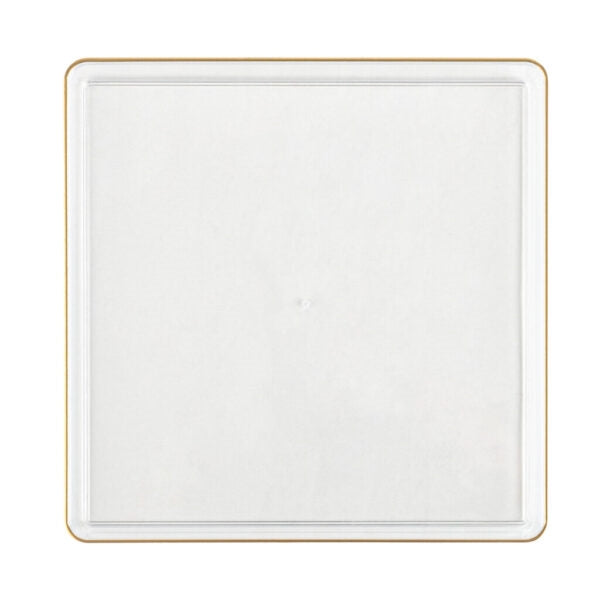 Square Plates Clear/Gold Rim- 10 Count - The Closeout Connection