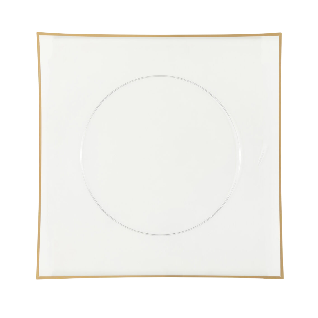 Square Flat Chargers 13" Clear Gold Rim - 4 Count#Color_Clear Gold Rim