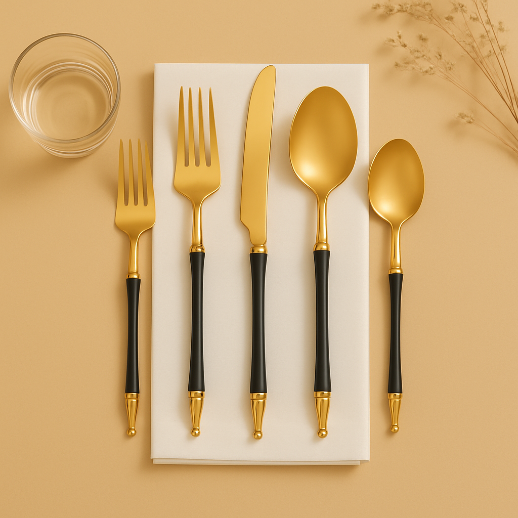 Flatware Collection Gold/Black - 40 Count