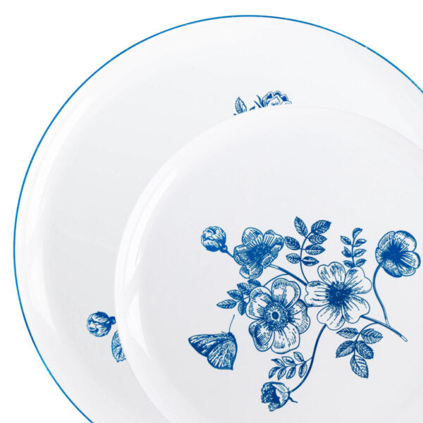 French Toile Blue/White Plates - 8" & 10" Combo