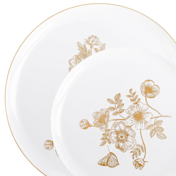 French Toile Plates - 8" & 10" Combo - Gold/White#Color_Gold-White