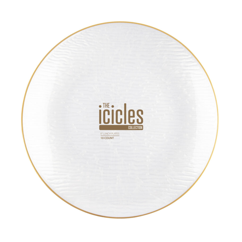 Icicles Plates Pearl/Gold Rim