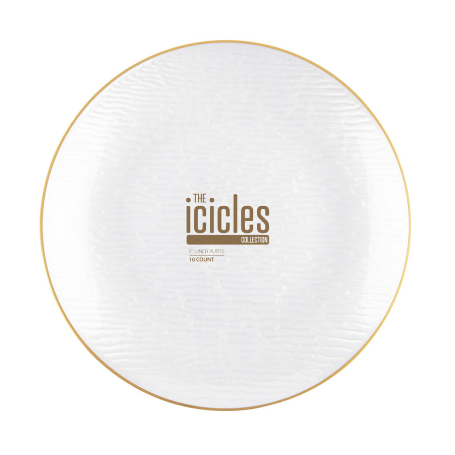 Icicles Plates Pearl/Gold Rim - The Closeout Connection