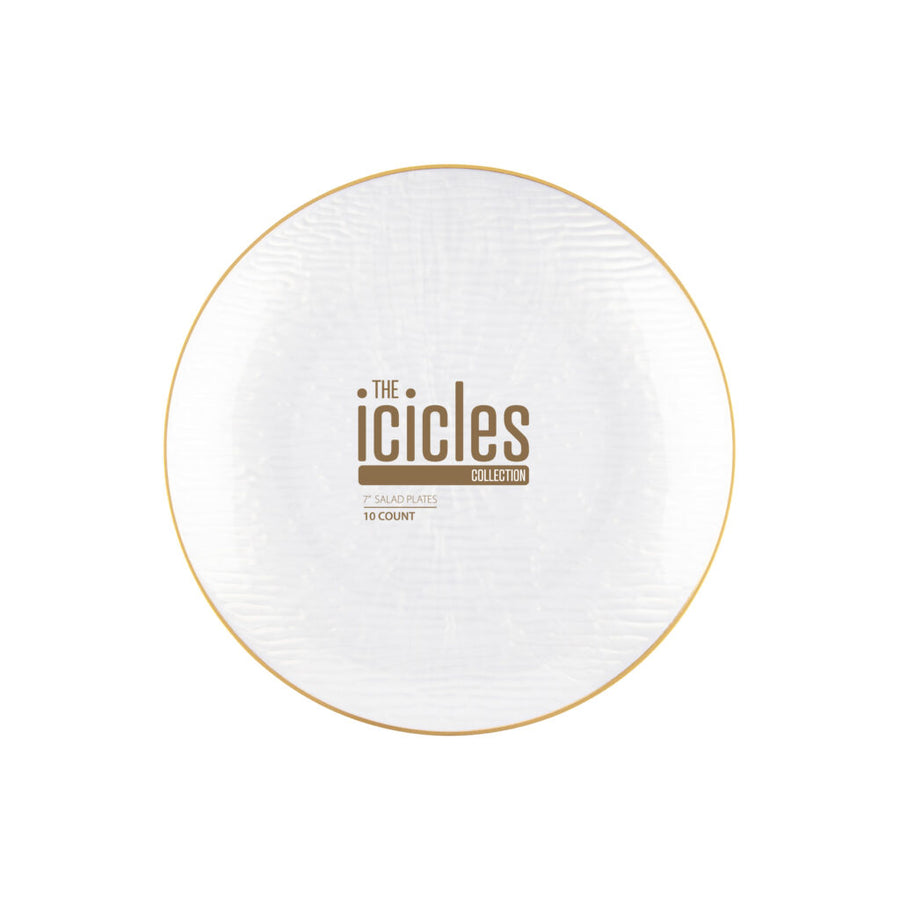 Icicles Plates Pearl/Gold Rim - The Closeout Connection