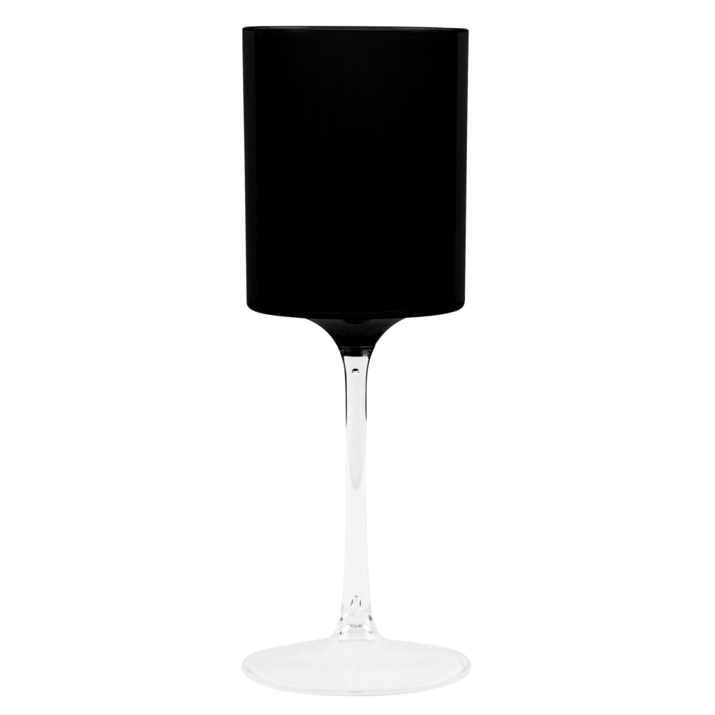 Two Tone Wine Glass Black/Clear 5 Count