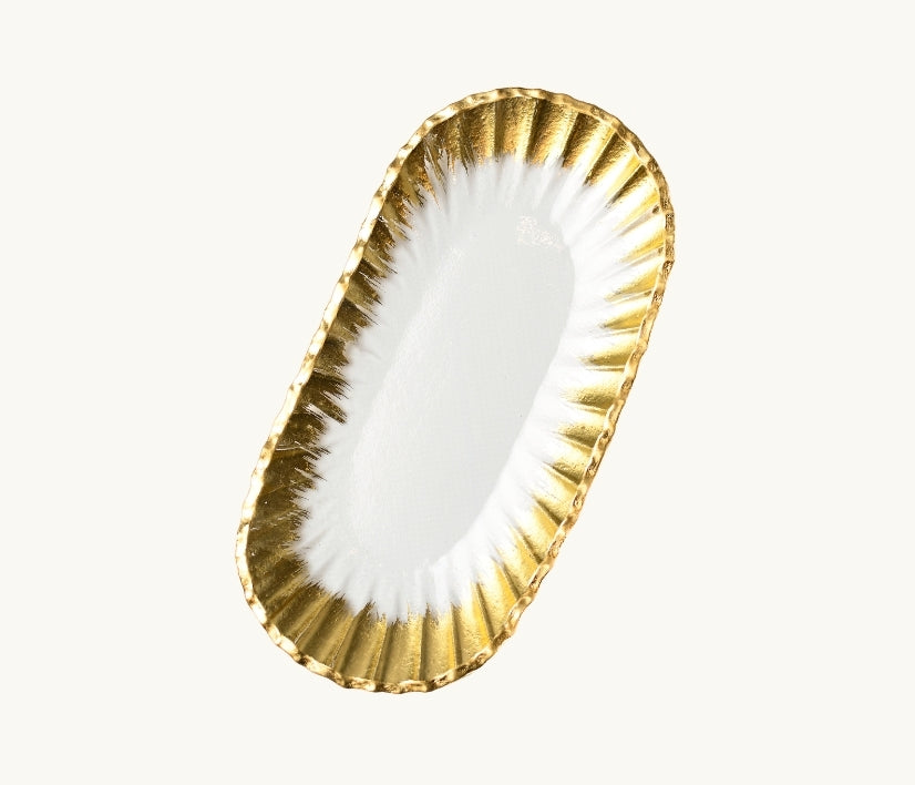 Glass tray with gold edges 12"