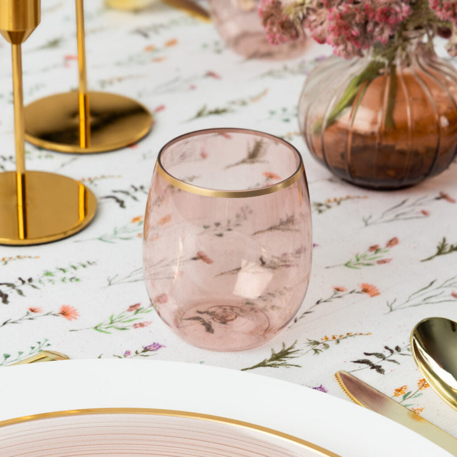 Gold Rim Stemless Goblets 12 oz - 6 Count