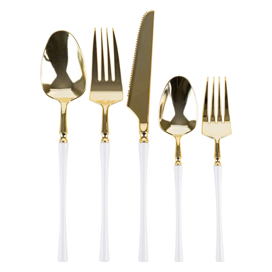 Gold and White Teaspoons- 20 Count - The Closeout Connection