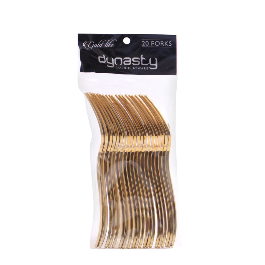 Gold-Like Plastic forks - 20 Count - The Closeout Connection