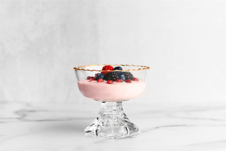 Monte Carlo Circular Gold Rimmed Pedestal Dessert Cups 9oz - The Closeout Connection