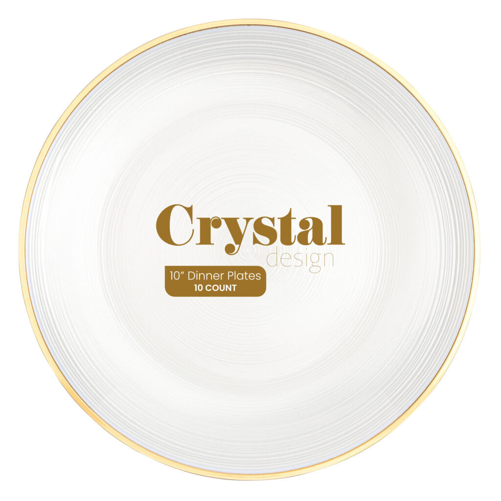 Crystal Design Pearl/Gold Rim Plates - The Closeout Connection#Color_Pearl#Size_7" & 10" Combo - 32 Count