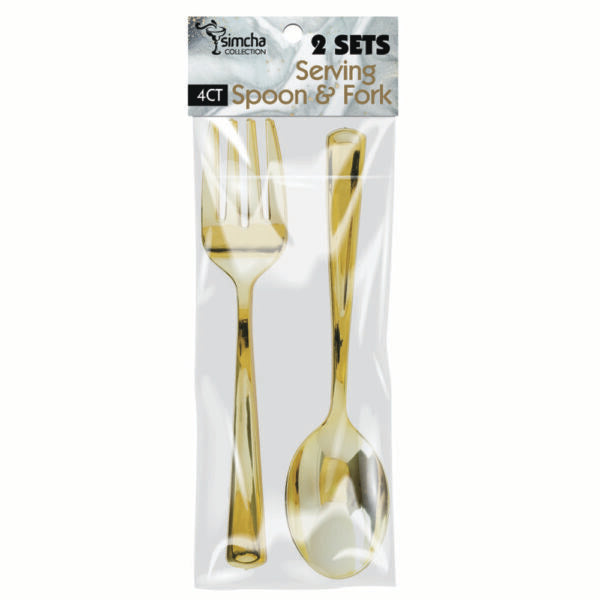 Gold Serving Set – 2 Spoons & 2 Forks - The Closeout Connection