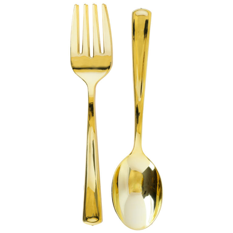 Gold Serving Set – 2 Spoons & 2 Forks - The Closeout Connection