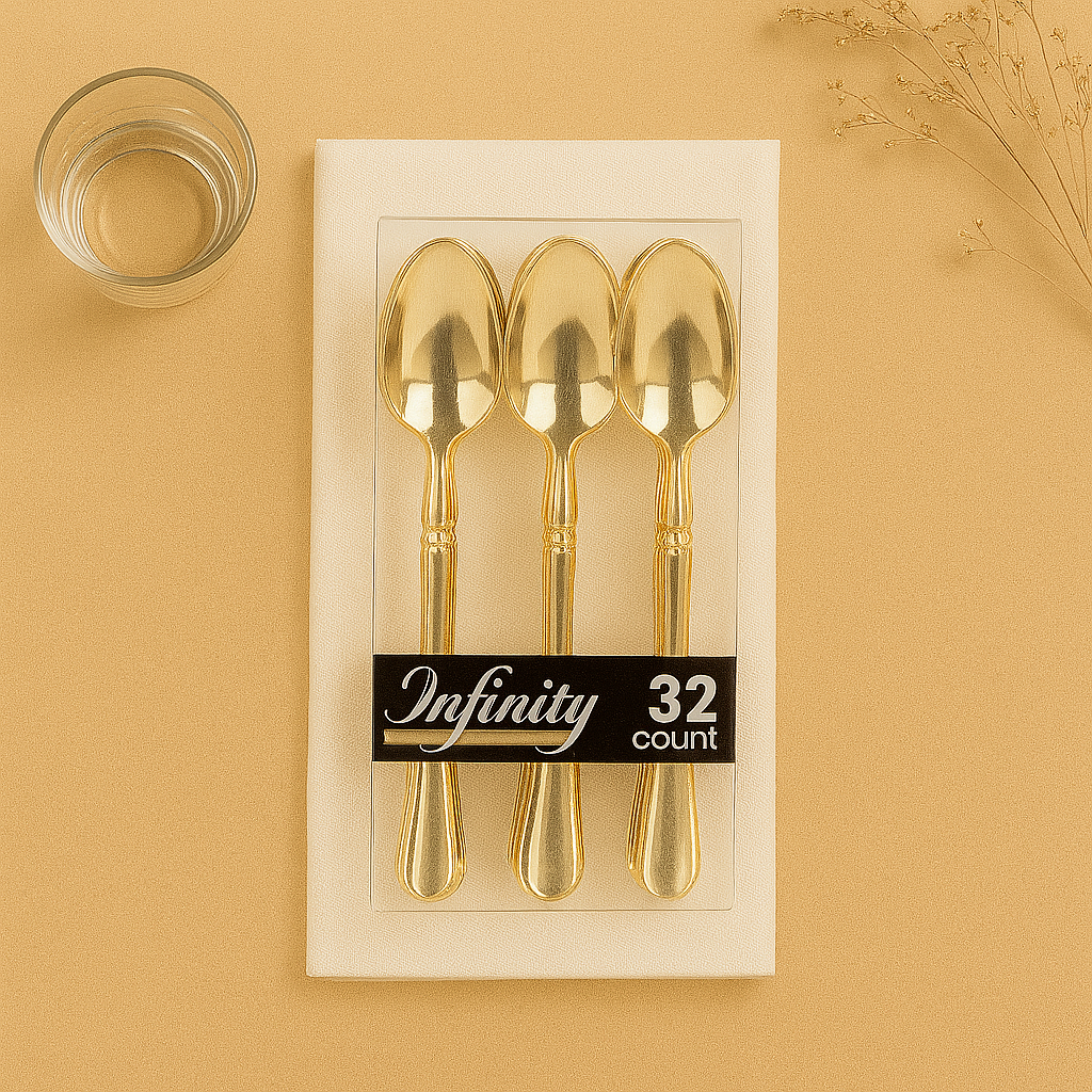 Gold Teaspoons - 32 Count