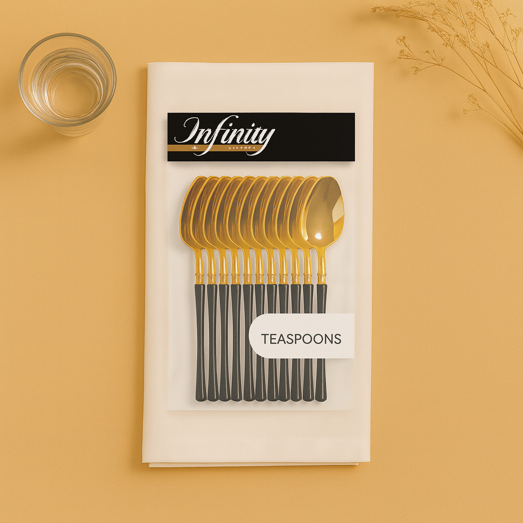Gold and Black Teaspoons- 20 Count
