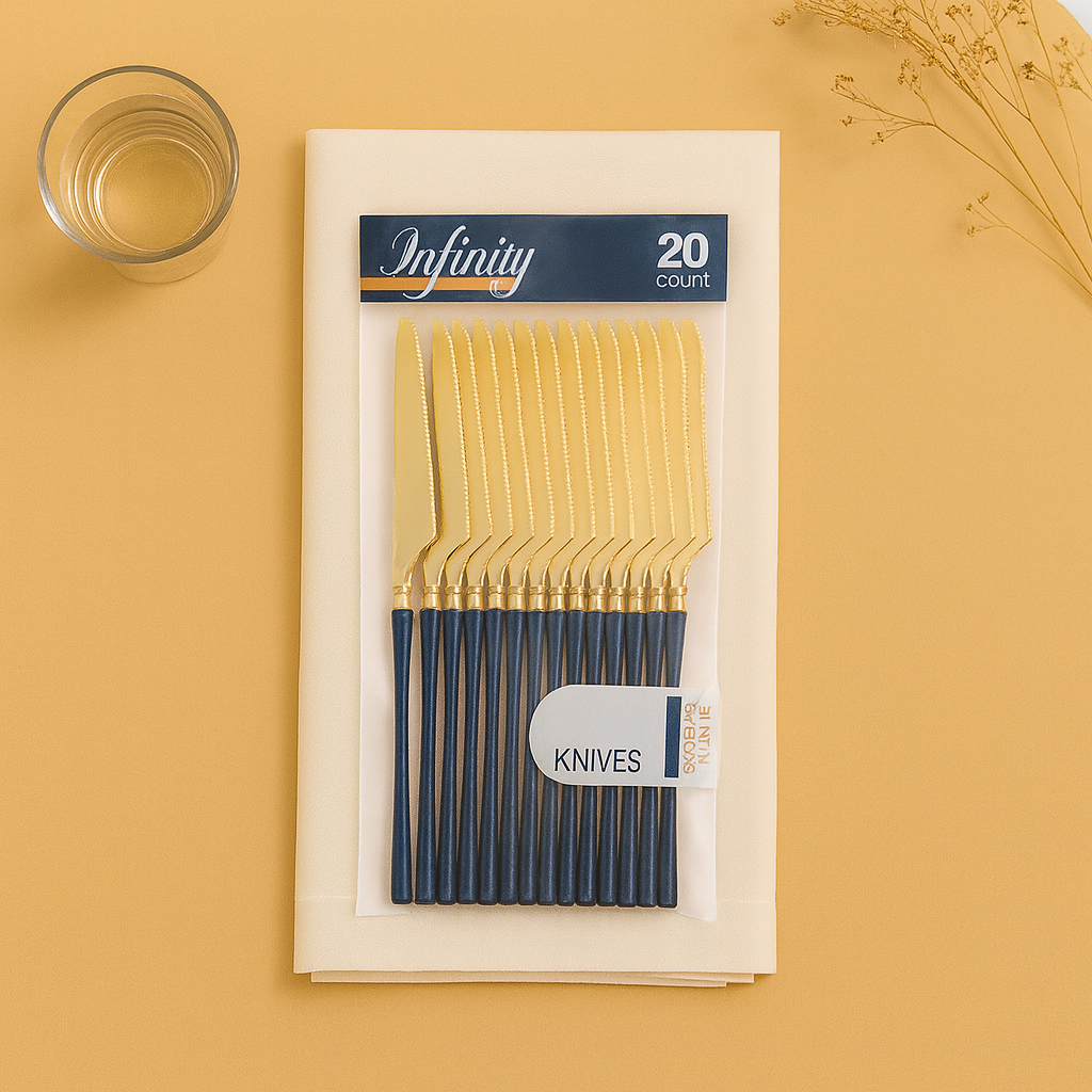 Gold and Navy Knives- 20 Count