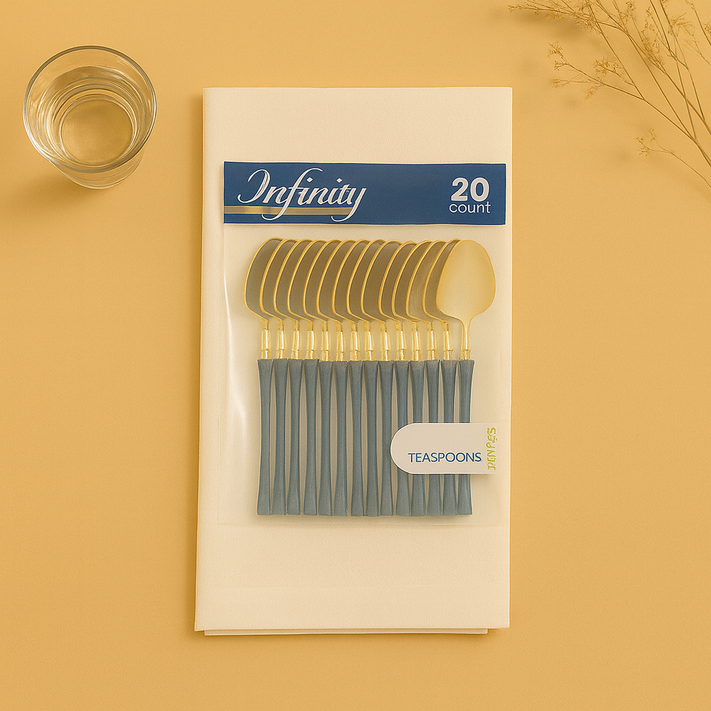 Gold and Navy Teaspoons- 20 Count