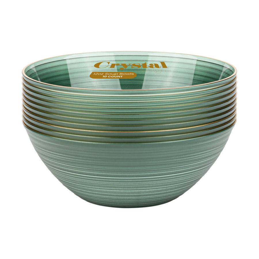 Crystal Design Bowls Green Transparent with Gold Rim - The Closeout Connection