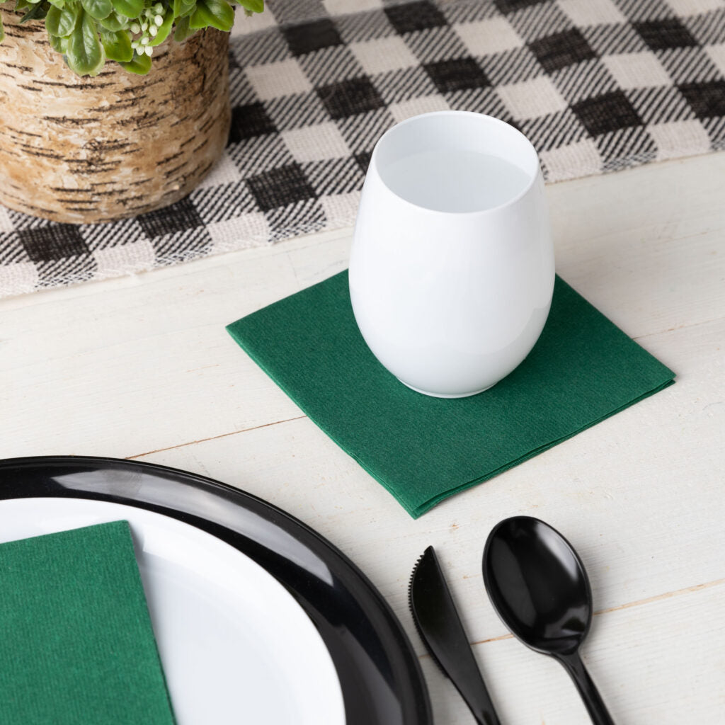 Airlaid 1/4 Fold Green Cocktail Napkin - 20 Count