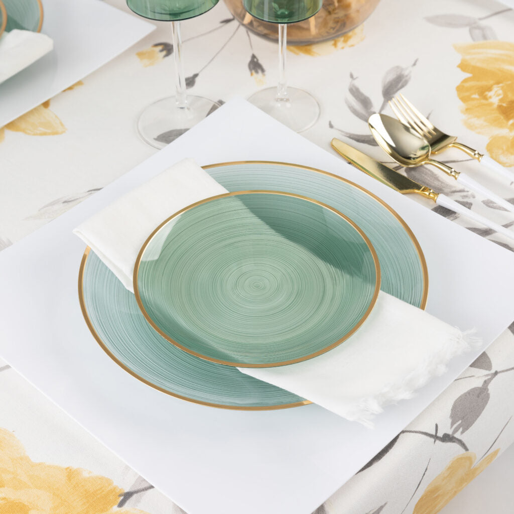 Crystal Design Green Transparent with Gold Rim - 10 Count