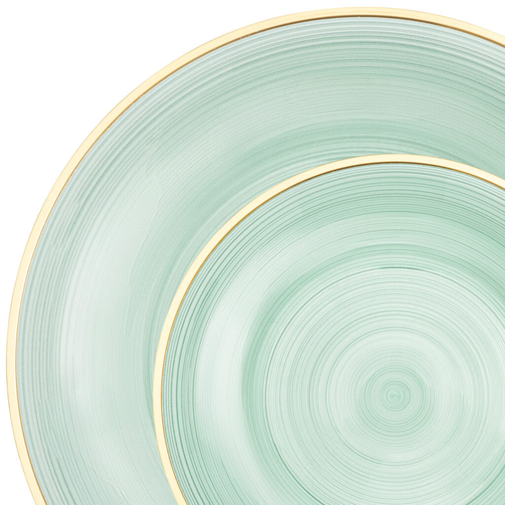 Crystal Design Combo Plates 7" & 10" - 32 Count - Green#Color_Green#Size_7" & 10" Combo - 32 Count