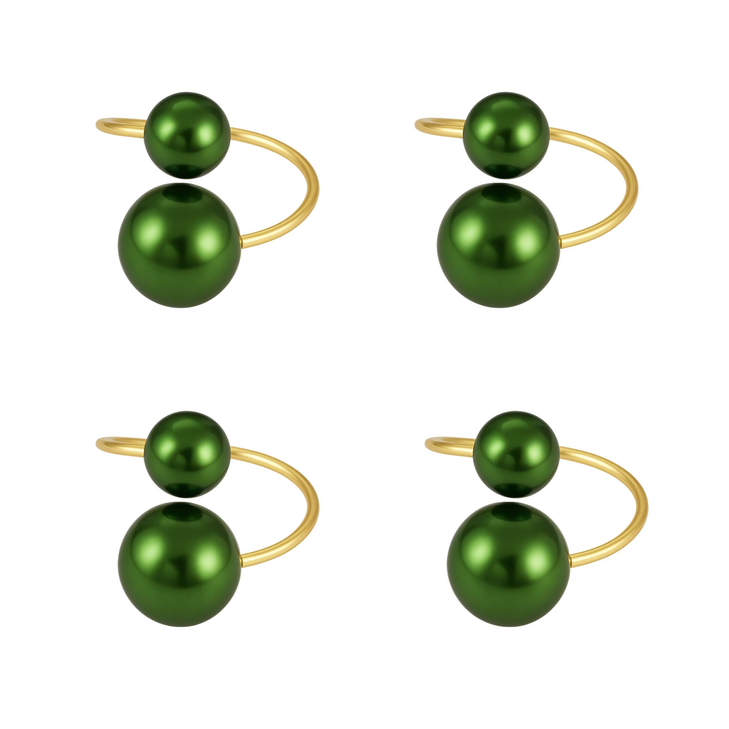 Green Napkin Rings Set of 4