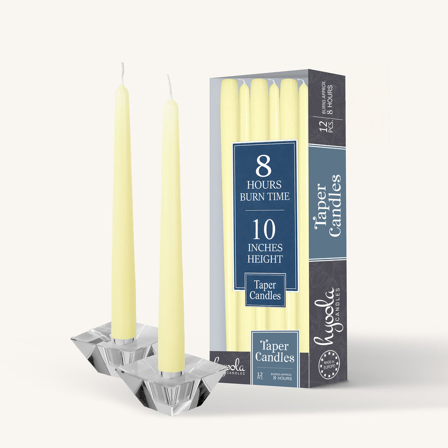 Hyoola Taper Candles 10 Inch 12 Pack, Ivory - The Closeout Connection 