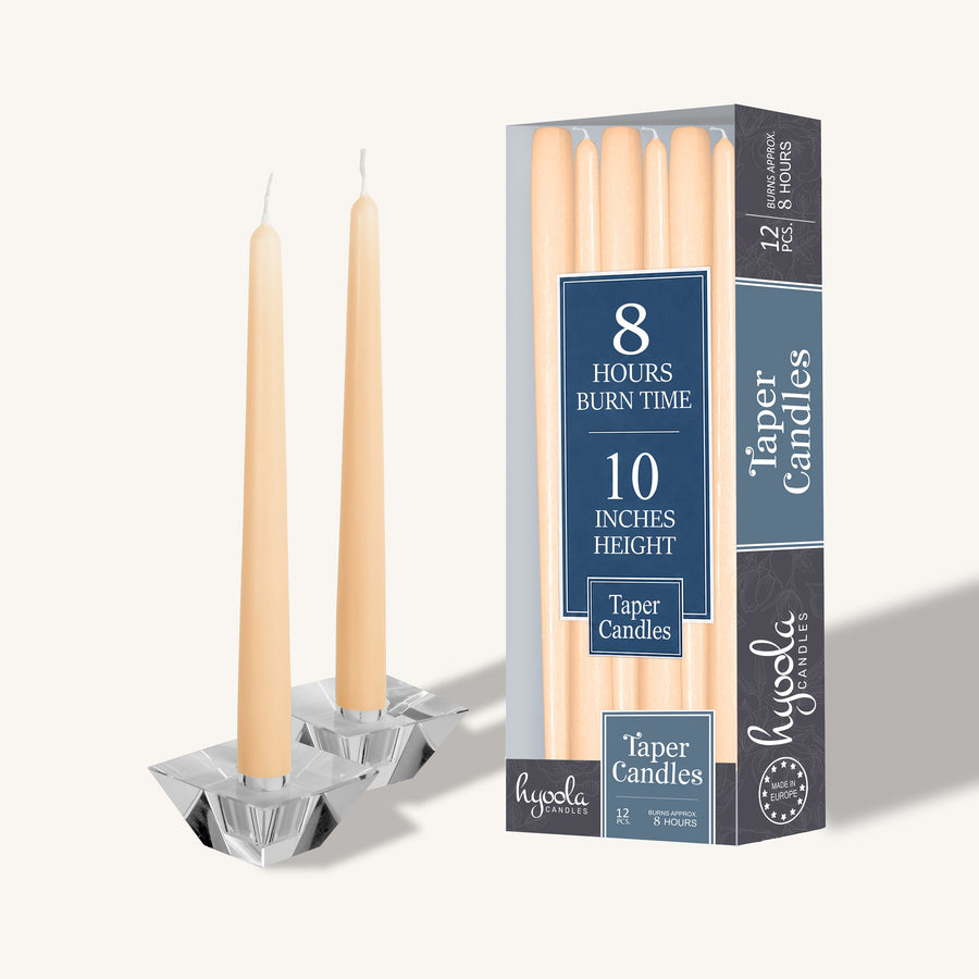 Hyoola Taper Candles 10 Inch 12 Pack, Cream - The Closeout Connection 