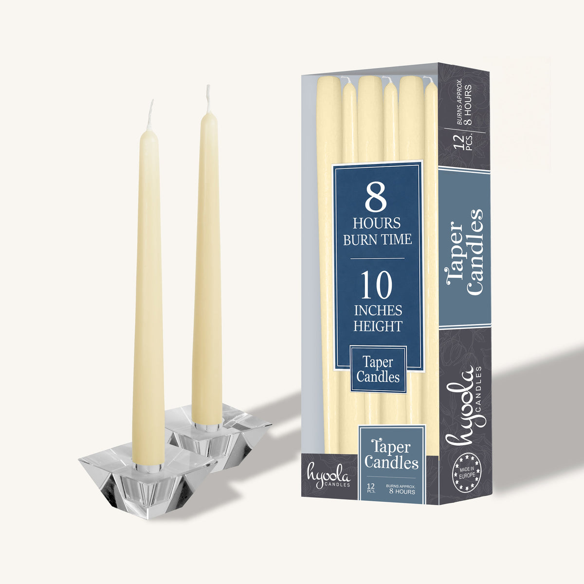 Hyoola Taper Candles 10 Inch 12 Pack, Wool White - The Closeout Connection #Color_Wool White