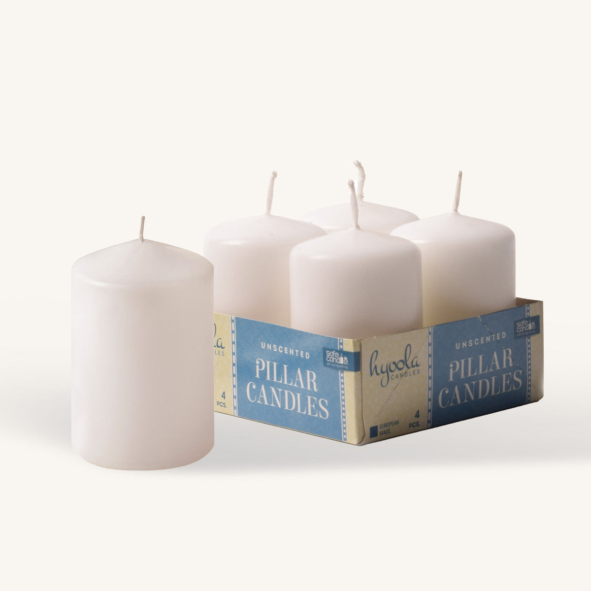 White Pillar Candles 2 x 3 inch, 4 Pack