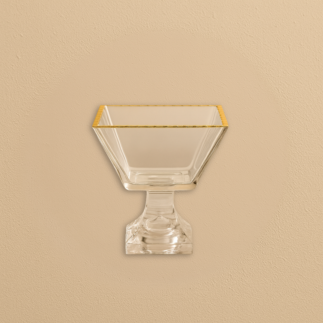 Monte Carlo Square Gold Rimmed Pedestal Dessert Cups - 6oz