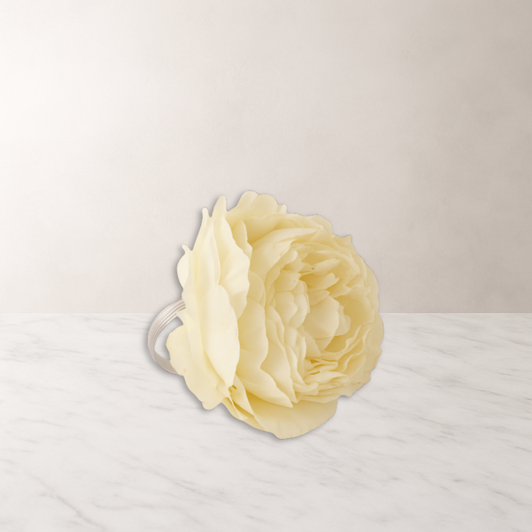 Light Yellow Flower Napkin Ring - 4 Count