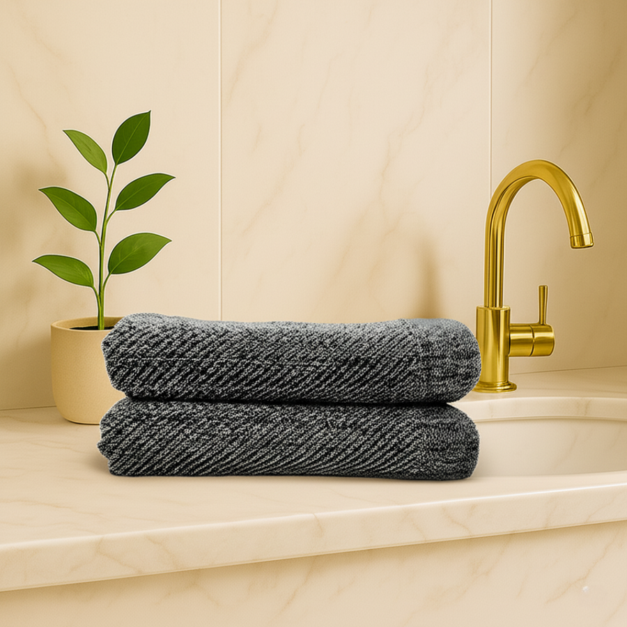 Diagonal Black Towel - The Closeout Connection