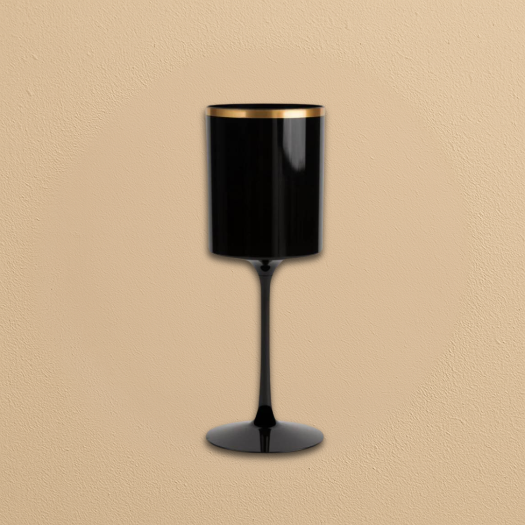 Square Wine Glass with Gold Rim - 5 Count