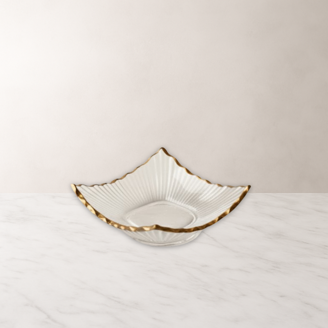 Clear Square Glass Tray with Gold Rim