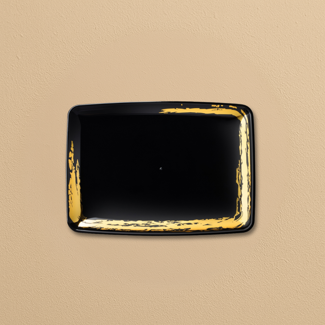 Black & Gold Small Rectangular Serving Tray