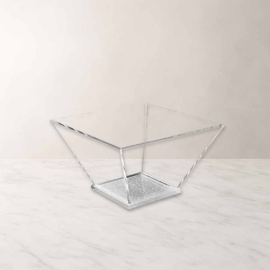 Lucite Salad Bowl with Silver Base - The Closeout Connection