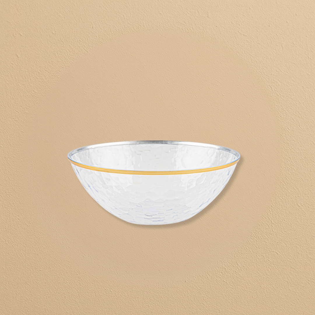 Clear/Gold Rim 112 oz Hammered Salad Bowl