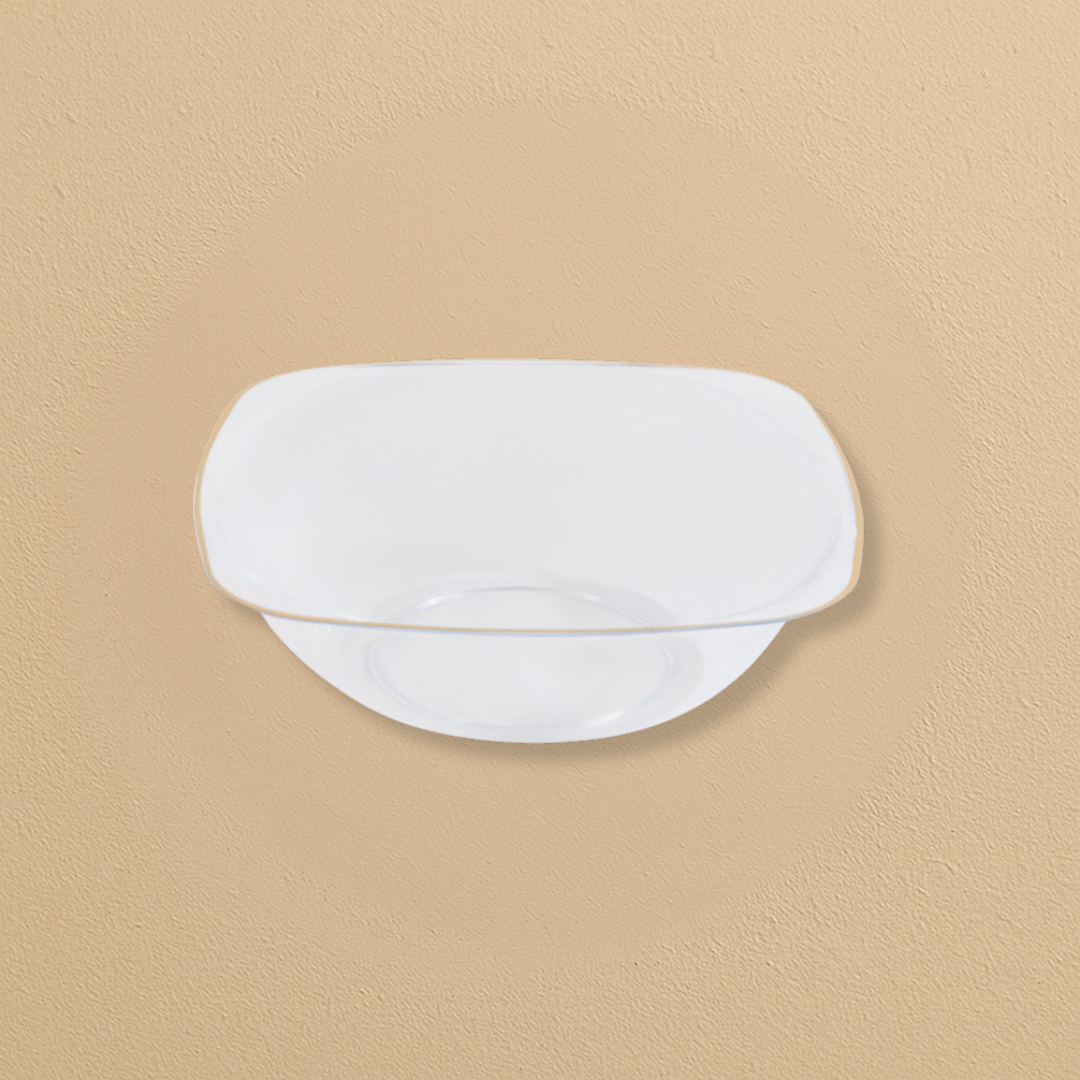 Clear 6oz Organic Square Bowls with Gold Rim - 10 Count
